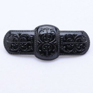 Art Deco Black Lacquer Mourning Bar Pin